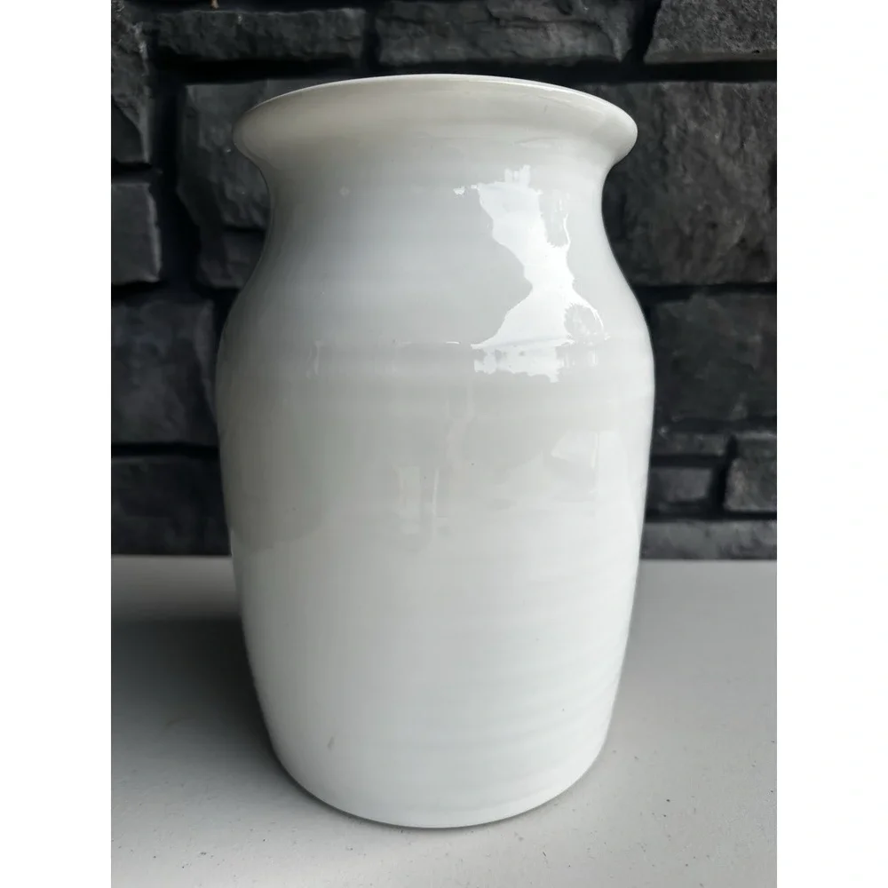 Vintage 90s Harris Pottery White Ivy Crock Vase Country English Cottage Granny